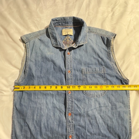 Bershka Denim Vest Embroidered Regular Fit‎ Size Large Western Style - Picture 7 of 11